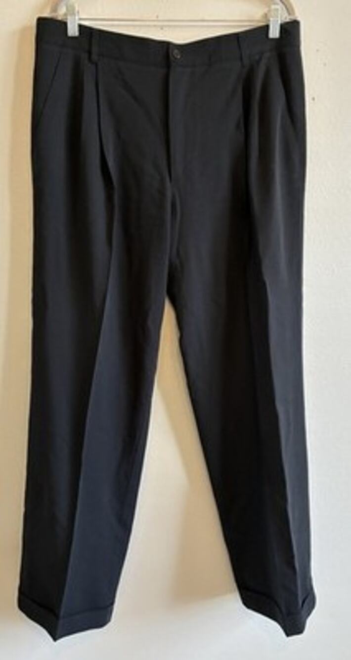 VTG Gianni Versace 100% Wool Pants Men 36x30 Pleated Trousers Black Italy 90's